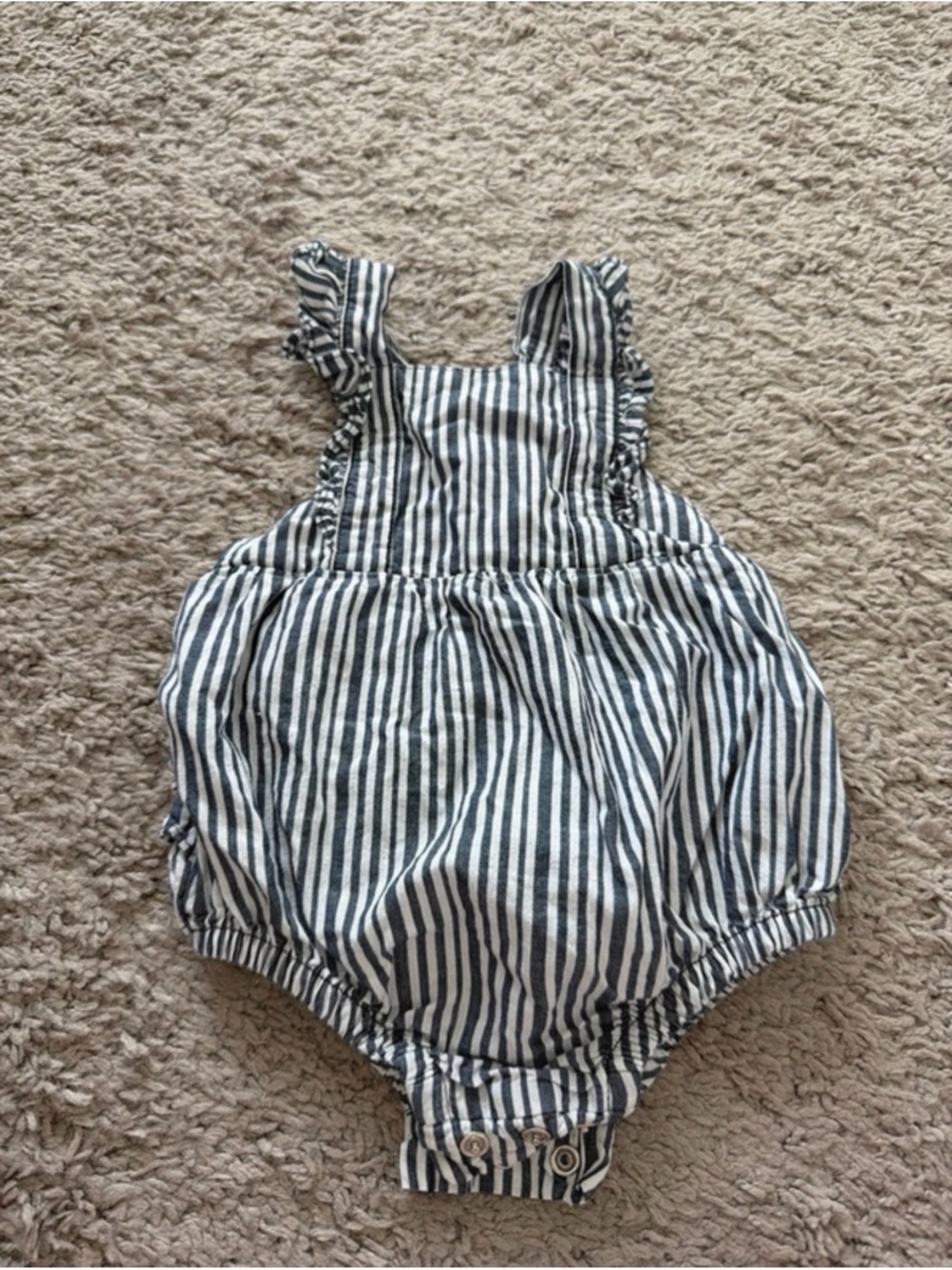 Rufflebutts Blue and White Striped Bubble Onesie